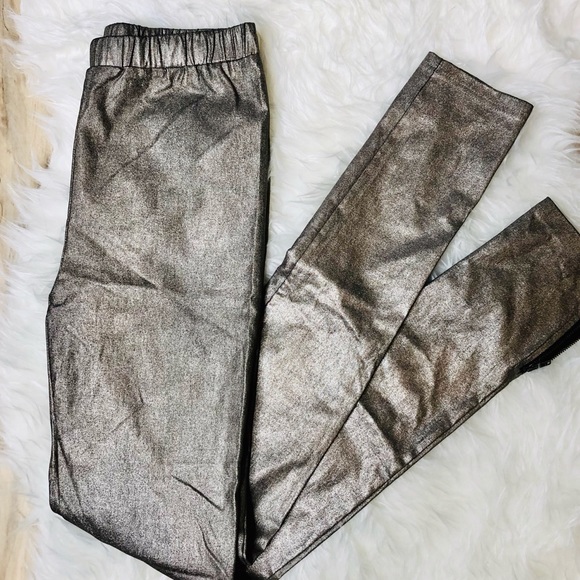 Minkpink metallic pewter zipper leggings small - Picture 4 of 6